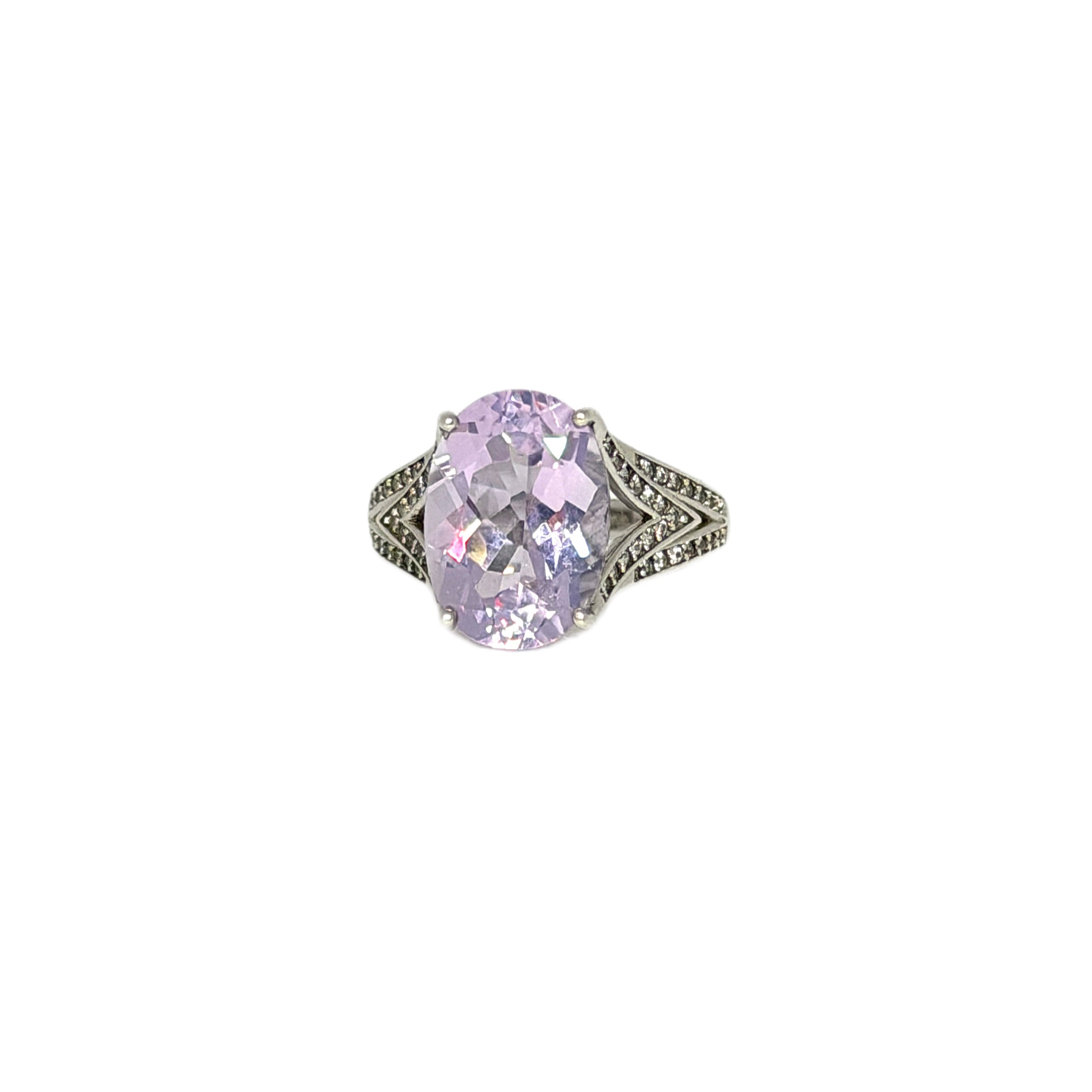 Lavender Amethyst Oval Cut Statement Ring 10x14mm