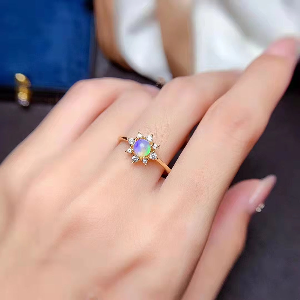 Natural Fire Opal Jewelry Set, Fire Opal Ring, Earrings, and Pendant Set 5mm