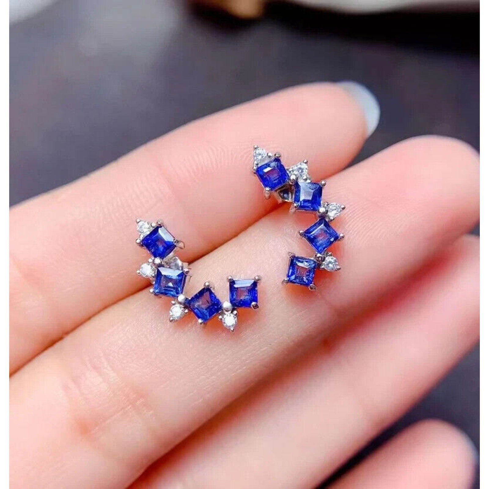 Sapphire Earrings, Natural Sapphire Stud Earrings, Sapphire Stud Earrings, Sterling Silver Sapphire Earrings, Sapphire, Natural Sapphire Earrings, 925 Sterling Silver, Blue Sapphire Earrings, Natural Blue Sapphire Earrings, Natural Blue Sapphire, Blue Sapphire, Bright Blue Sapphire, 925 Sterling Silver, Sapphire Earrings, Dainty, Dainty Stud Earrings, Dainty Sapphire Earrings, Women’s Sapphire Earrings, Anniversary Gift Sapphire, Sapphire September Birthstone, September Birthstone Sapphire, Sapphire Studs