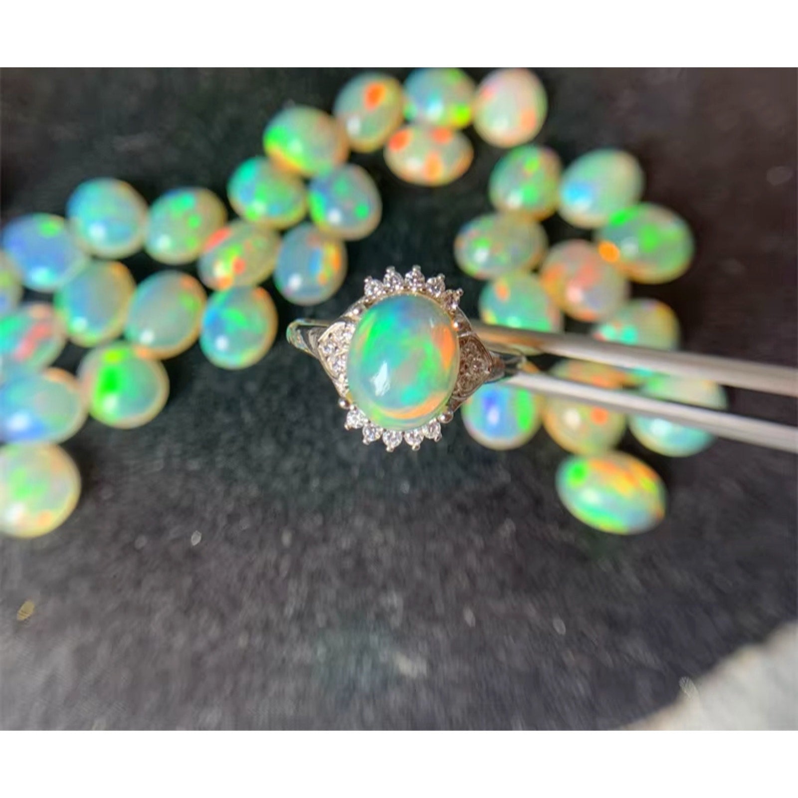 Natural Fire Opal Ring, Genuine Fire Opal Ring Sterling Silver 8x10mm