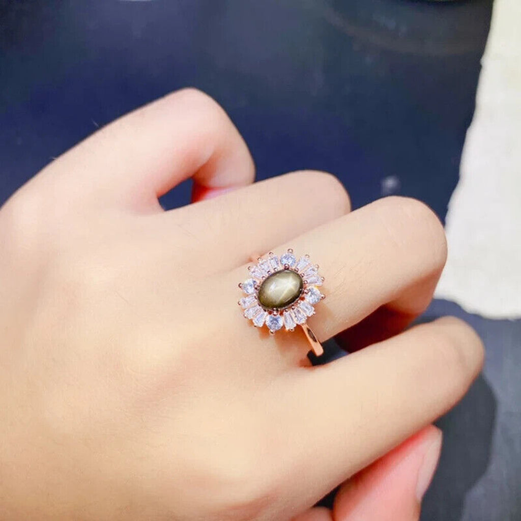 Star Sapphire, Natural Star Sapphire Ring, Star Light Sapphire Cocktail Ring