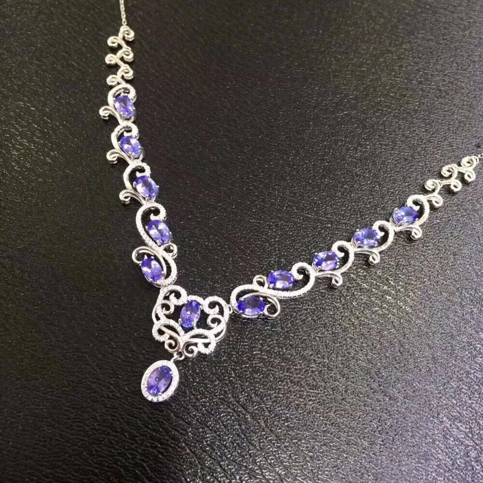 Purple Tanzanite Gemstone Statement Necklace, Tanzanite Collar Necklace