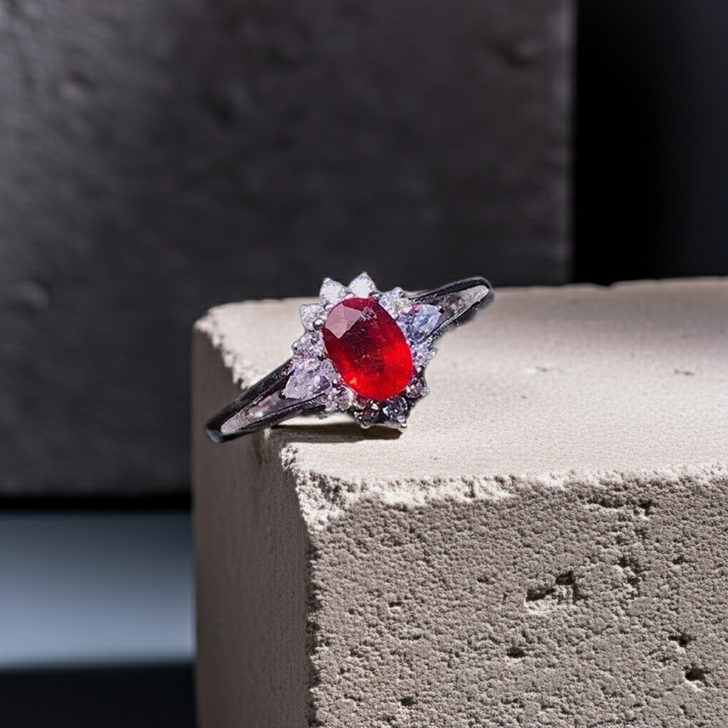 Natural Burma Ruby Cocktail Ring 4x6mm