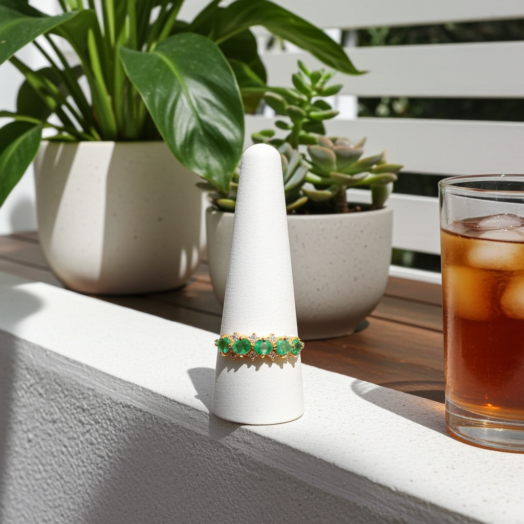 Colombian Emerald Band Ring 3x4mm, Natural Emerald Band Ring Sterling Silver