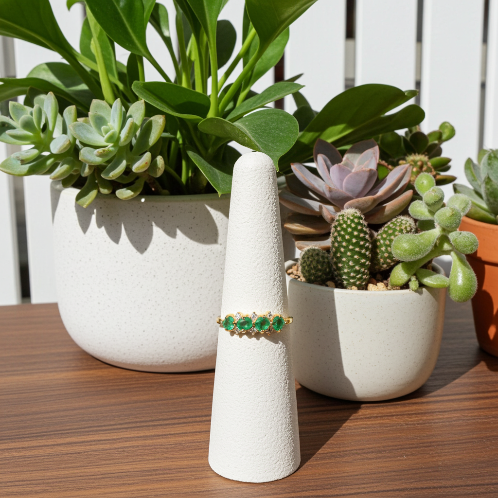 Colombian Emerald Band Ring 3x4mm, Natural Emerald Band Ring Sterling Silver