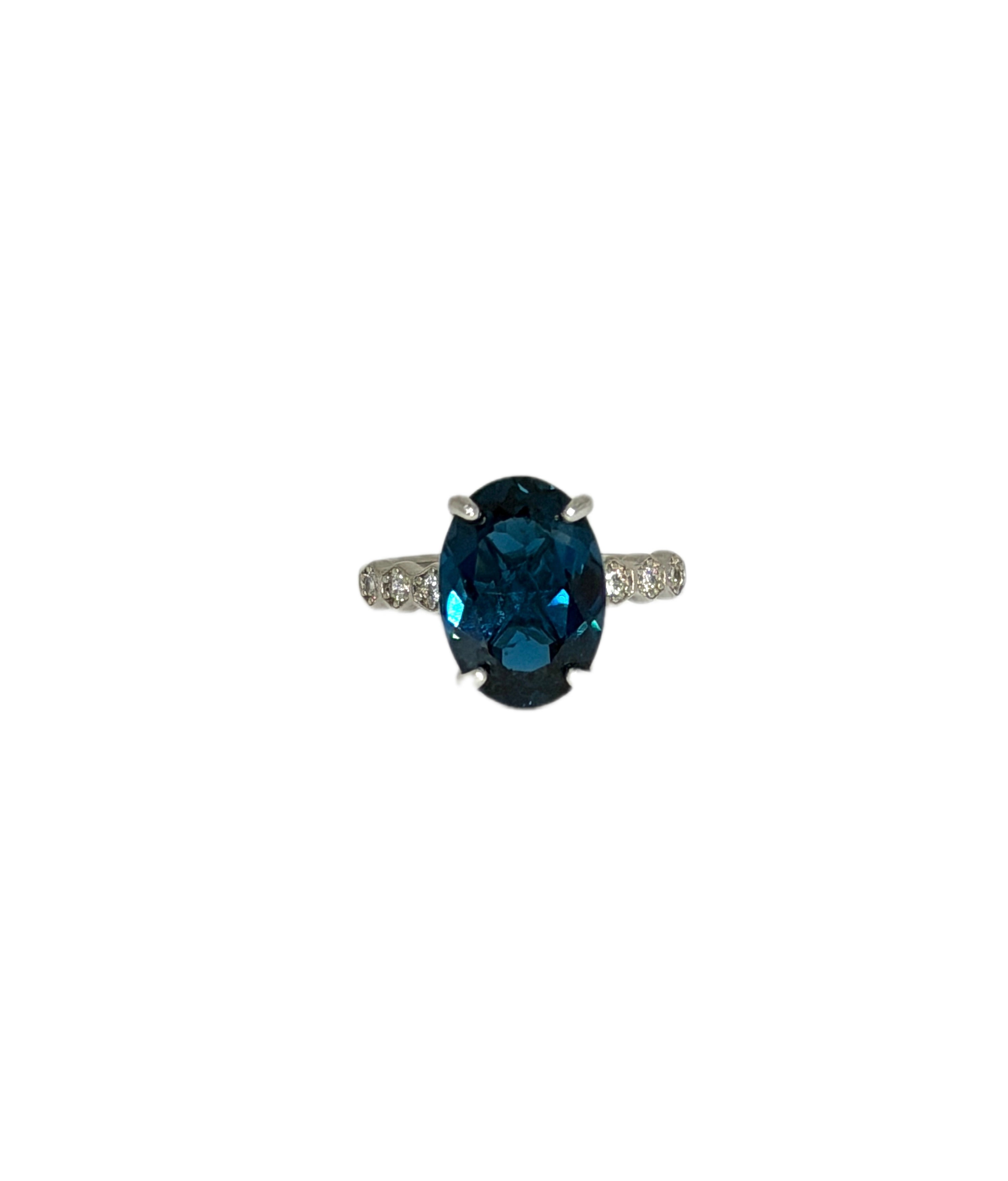 6CT Natural London Blue Topaz Ring 925 Sterling Silver, London Blue Topaz Ring