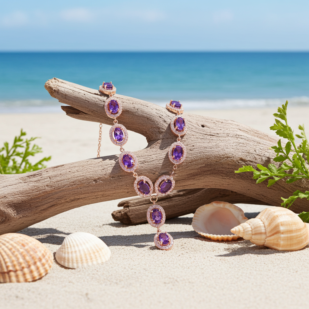Amethyst Statement Y Drop Necklace 925 Sterling Silver
