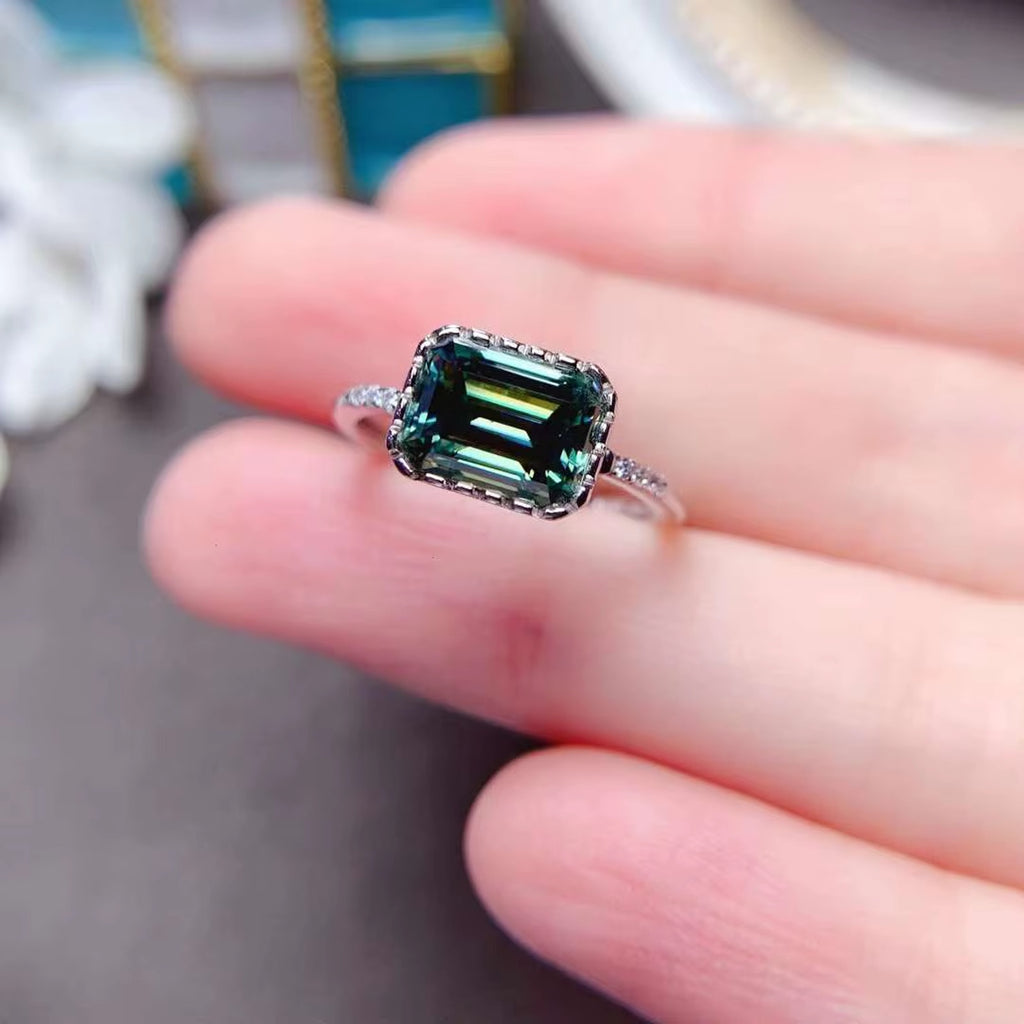 Emerald Cut Moissanite, Green Emerald Cut Moissanite Ring, Green Moissanite Rings, Moissanite, Green Moissanite Ring, 2 Carat Moissanite RIng, Moissanite Ring, Moissanite, VVS1 Miossanite, Gray Moissanite, White Moissanite, Solitaire Moissanite Ring, Round Brilliant Cut Moissanite Ring, Moissanite Ring, Round Brilliant Cut, 5 Carat Moissanite Ring, Moissanite Jewelry