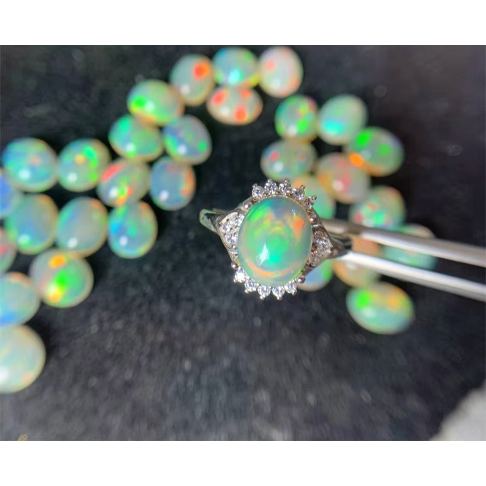 Natural Fire Opal Ring, Genuine Fire Opal Ring Sterling Silver 8x10mm