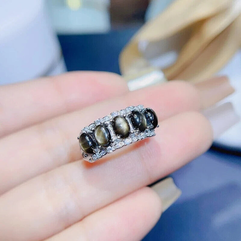 Star Sapphire, Natural Star Sapphire Ring, Star Light Sapphire Band Ring Genuine