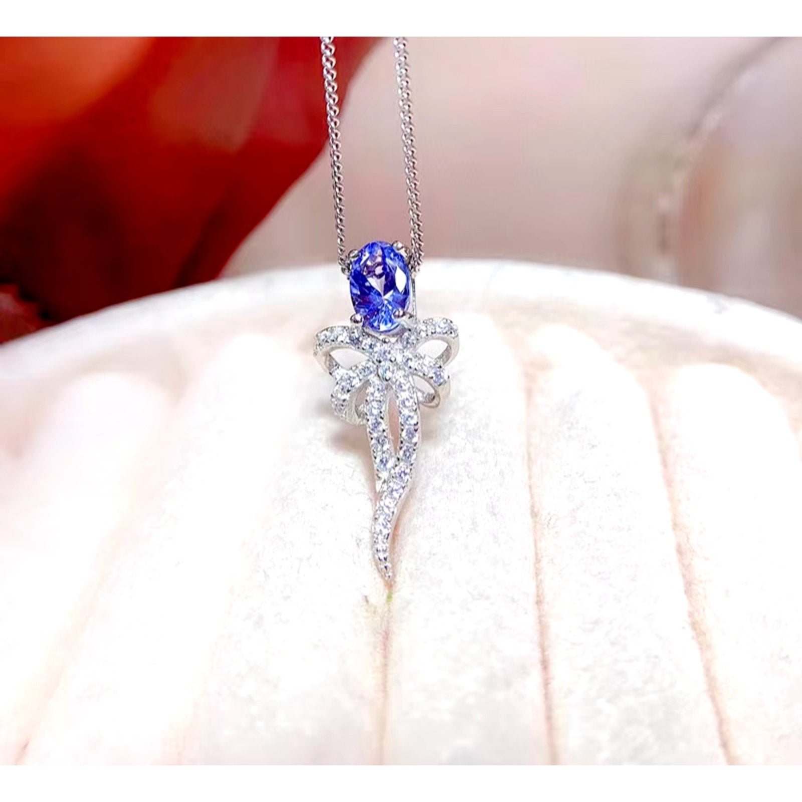 Purple Tanzanite Pendant Necklace, Natural Tanzanite Necklace For Women