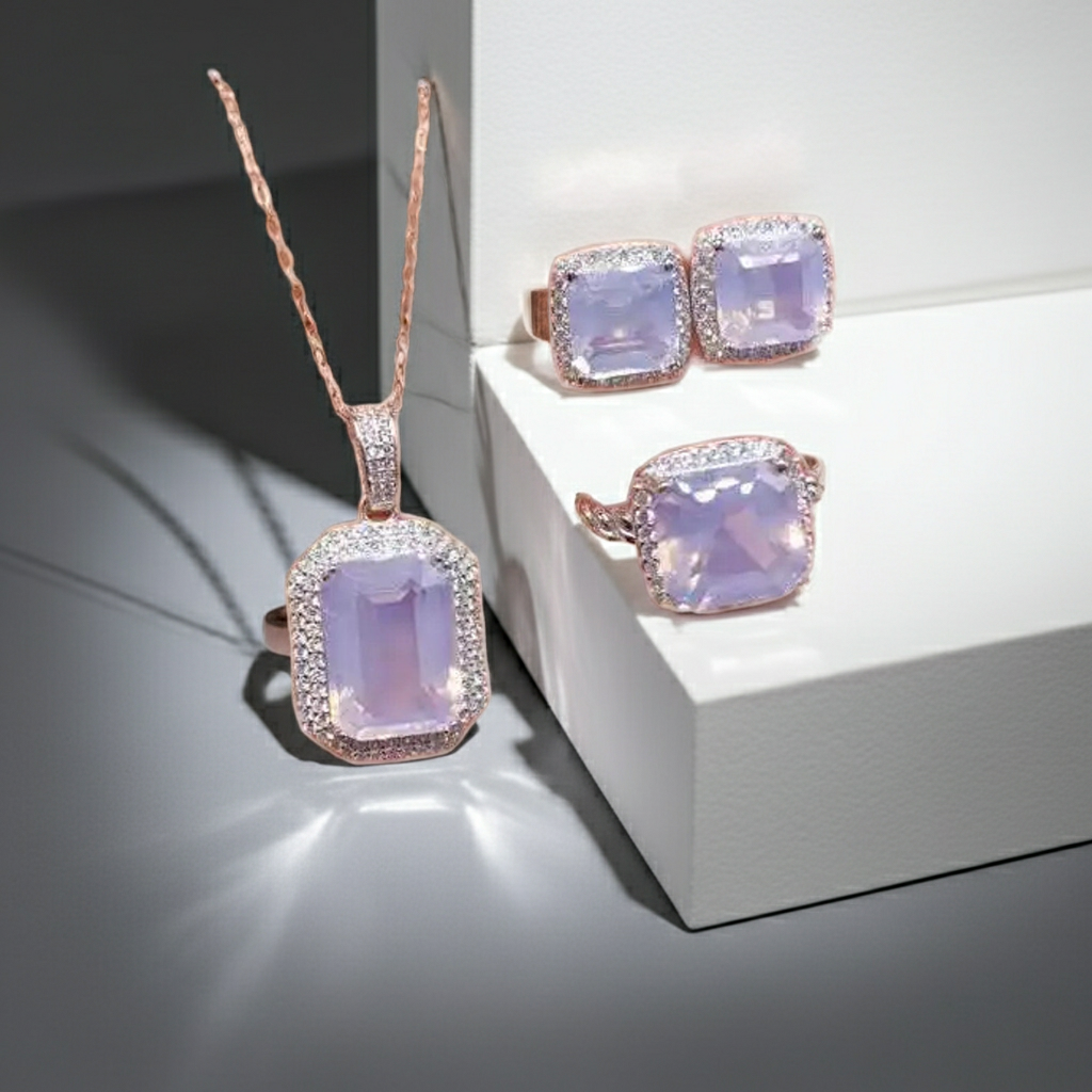 Lavender Amethyst Jewelry Set, Full Gemstone Jewelry Set