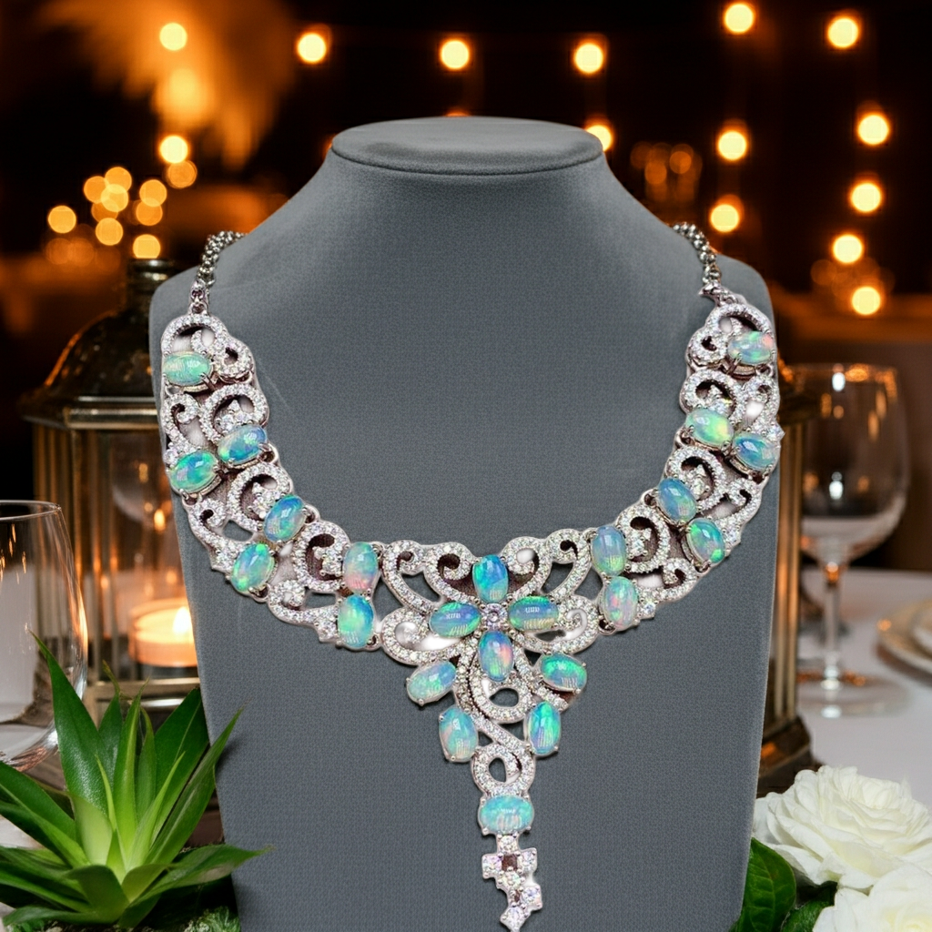 Australian White Opal Statement Necklace, Women's White Opal Statement Necklace