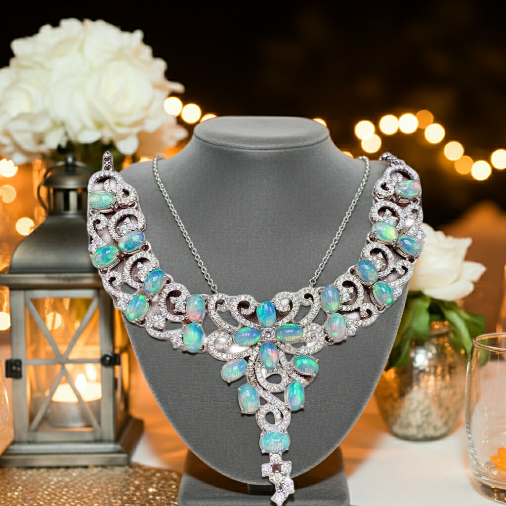 Australian White Opal Statement Necklace, Women's White Opal Statement Necklace
