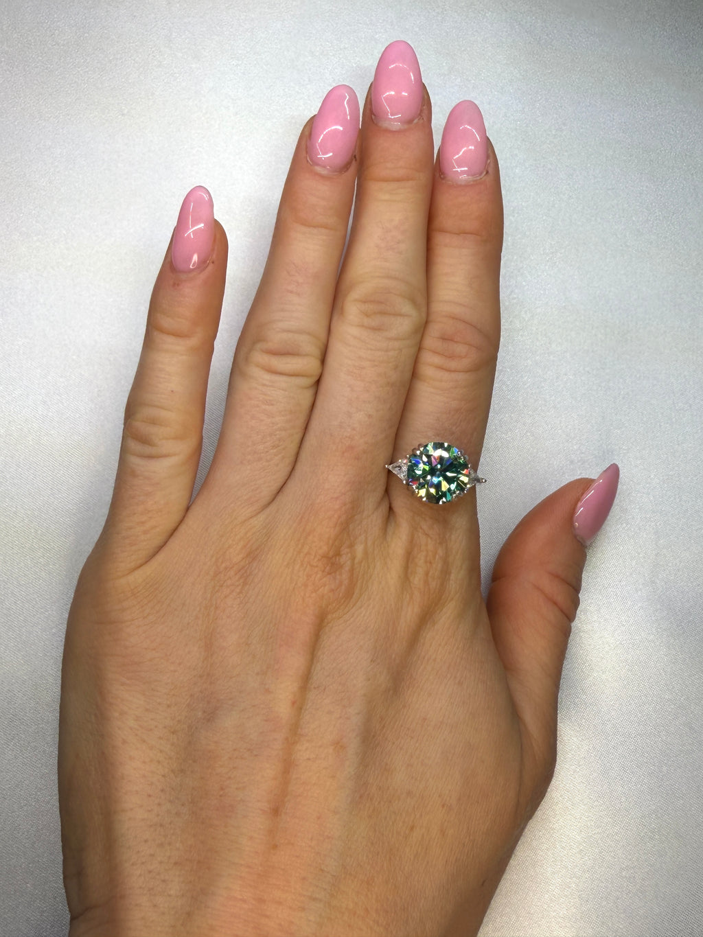 VVS1 5 Carat Green Moissanite Cocktail Ring Platinum Plated