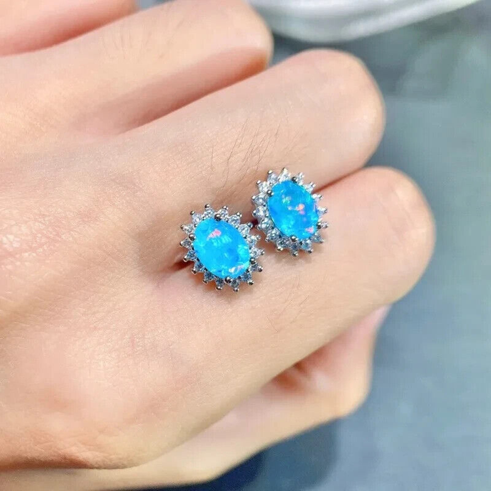 Blue Opal Earrings, Opal Earrings, Natural Opal Earrings, Genuine Opal Earrings, Opal Earrings, Blue Fire Opal Earrings, Sterling Silver Opal Earrings, Blue Opal, Opal Earrings, Opal Stud Earrings, Fire Opal Earrings, Fire Opal Stud Earrings