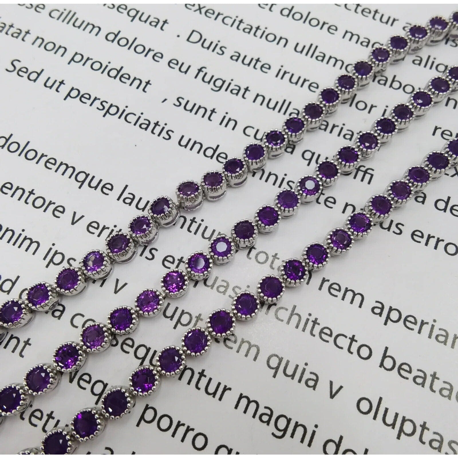 Women's Amethyst Tennis Bracelet, Sterling Silver Amethyst Bracelet