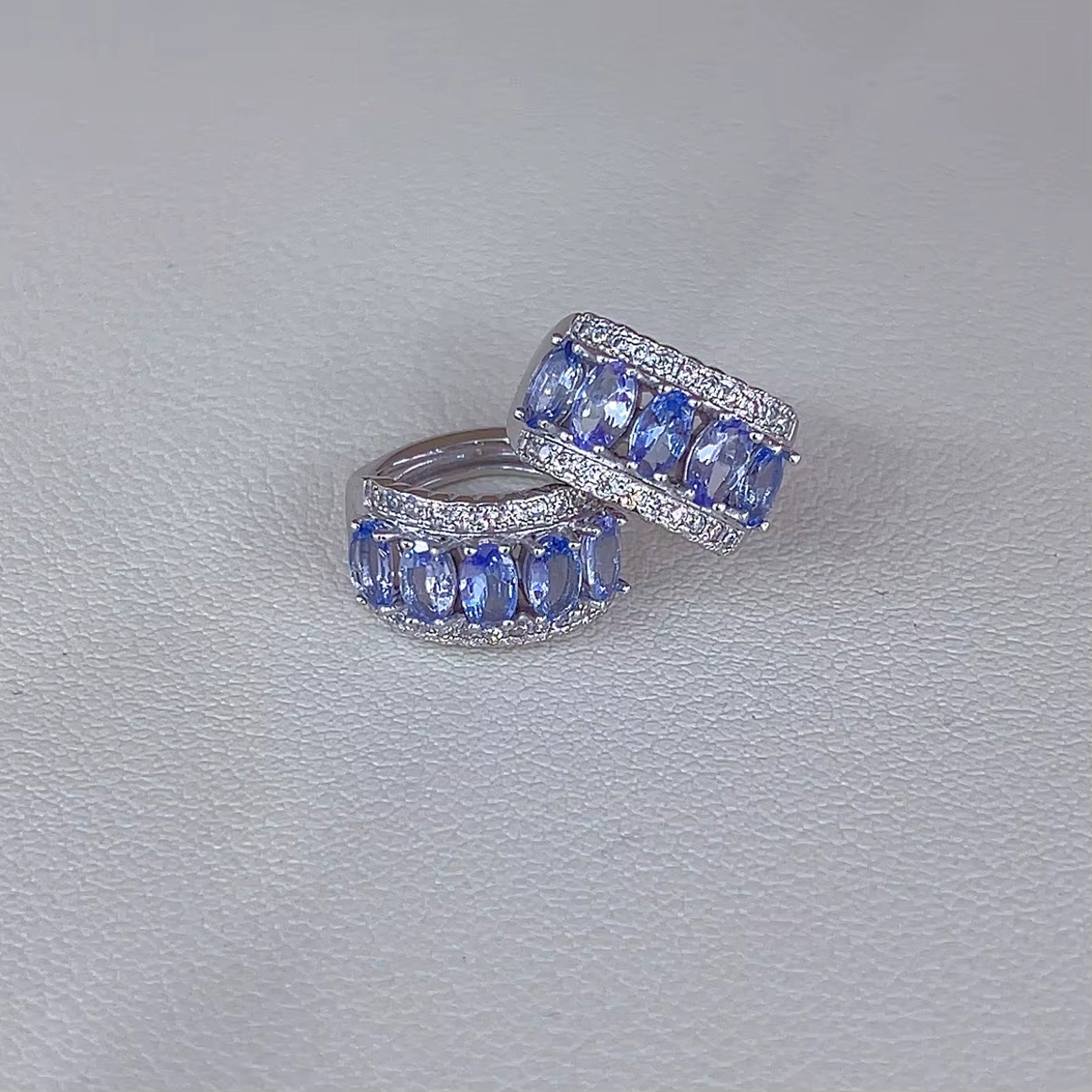 VVS Grade Purple Tanzanite Hoop Earrings 925 Sterling Silver 3x5mm