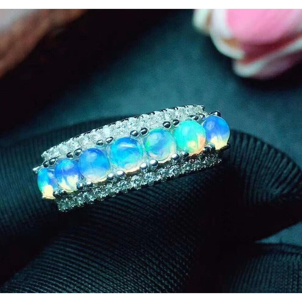 Australian Opal Ring, Opal Sterling Silver Ring, Natural Opal Ring, Opal Ring