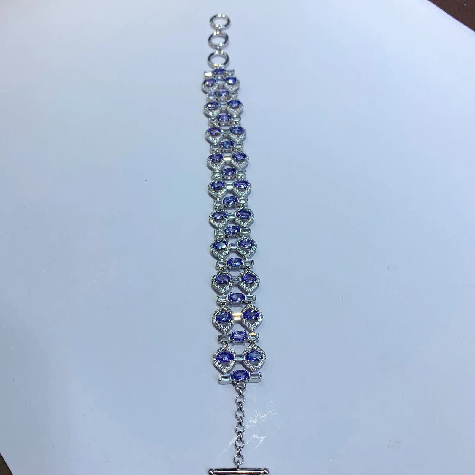 Natural Purple Tanzanite 3 Layer Tennis Bracelet, Women's Tanzanite Jewelry