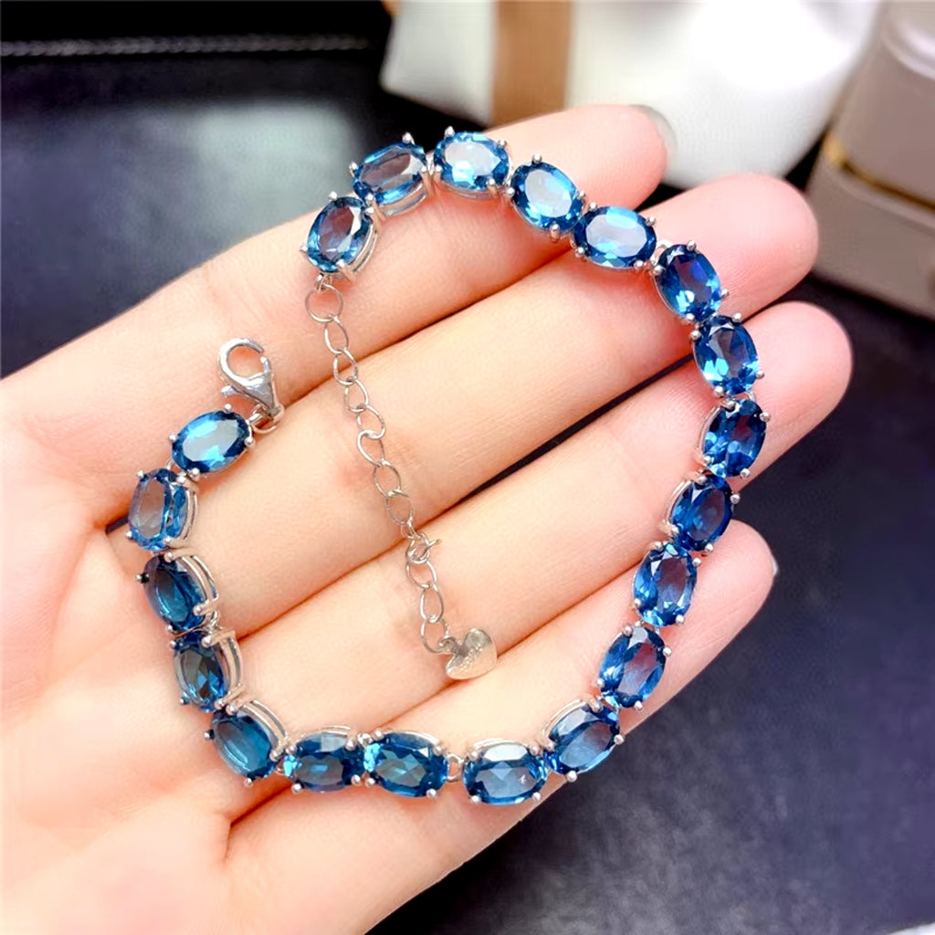London Blue Topaz Tennis Bracelet 5x7mm VVS1 Grade