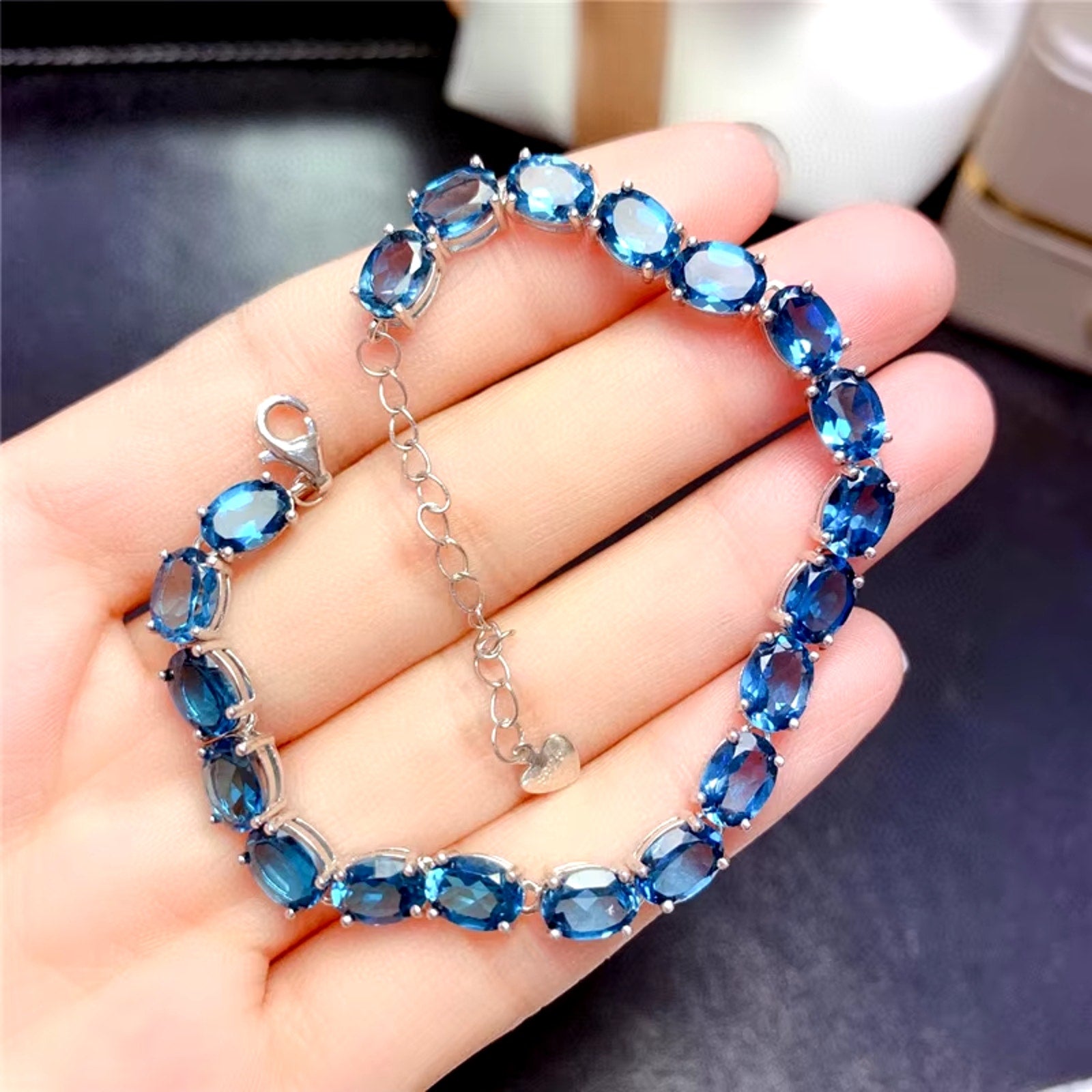 London Blue Topaz Tennis Bracelet 5x7mm VVS1 Grade