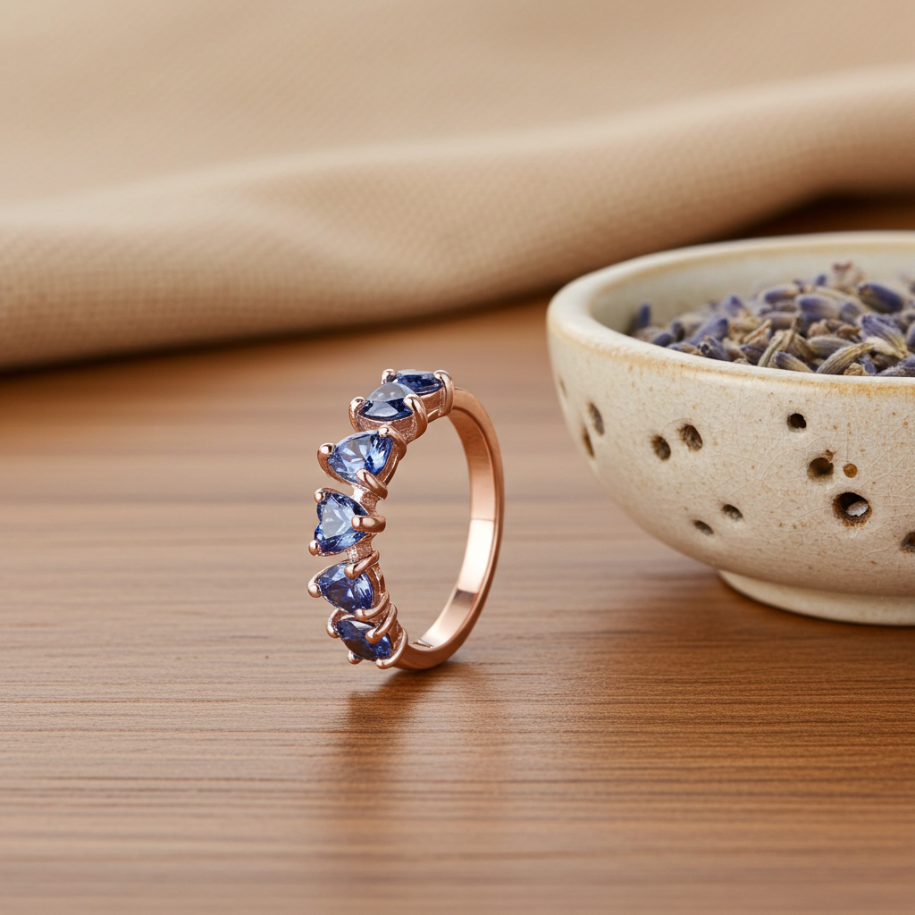 VVS1 Gray Moissanite Heart Ring, Women's Moissanite Band Ring Sterling Silver