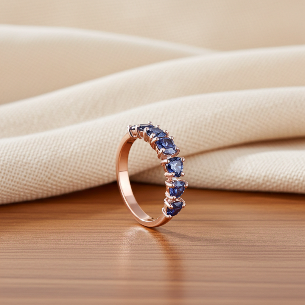 VVS1 Gray Moissanite Heart Ring, Women's Moissanite Band Ring Sterling Silver