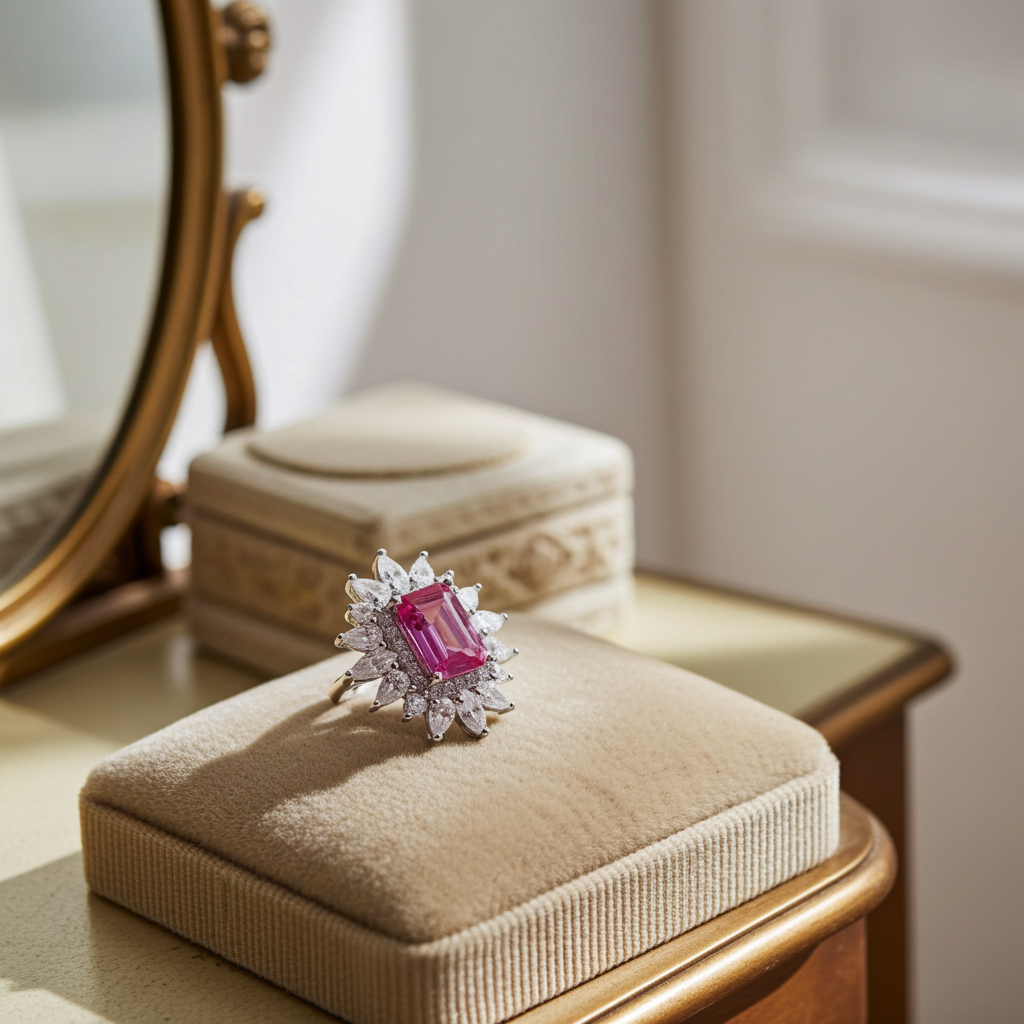 Color Changing Lab Alexandrite Ring 5x7mm