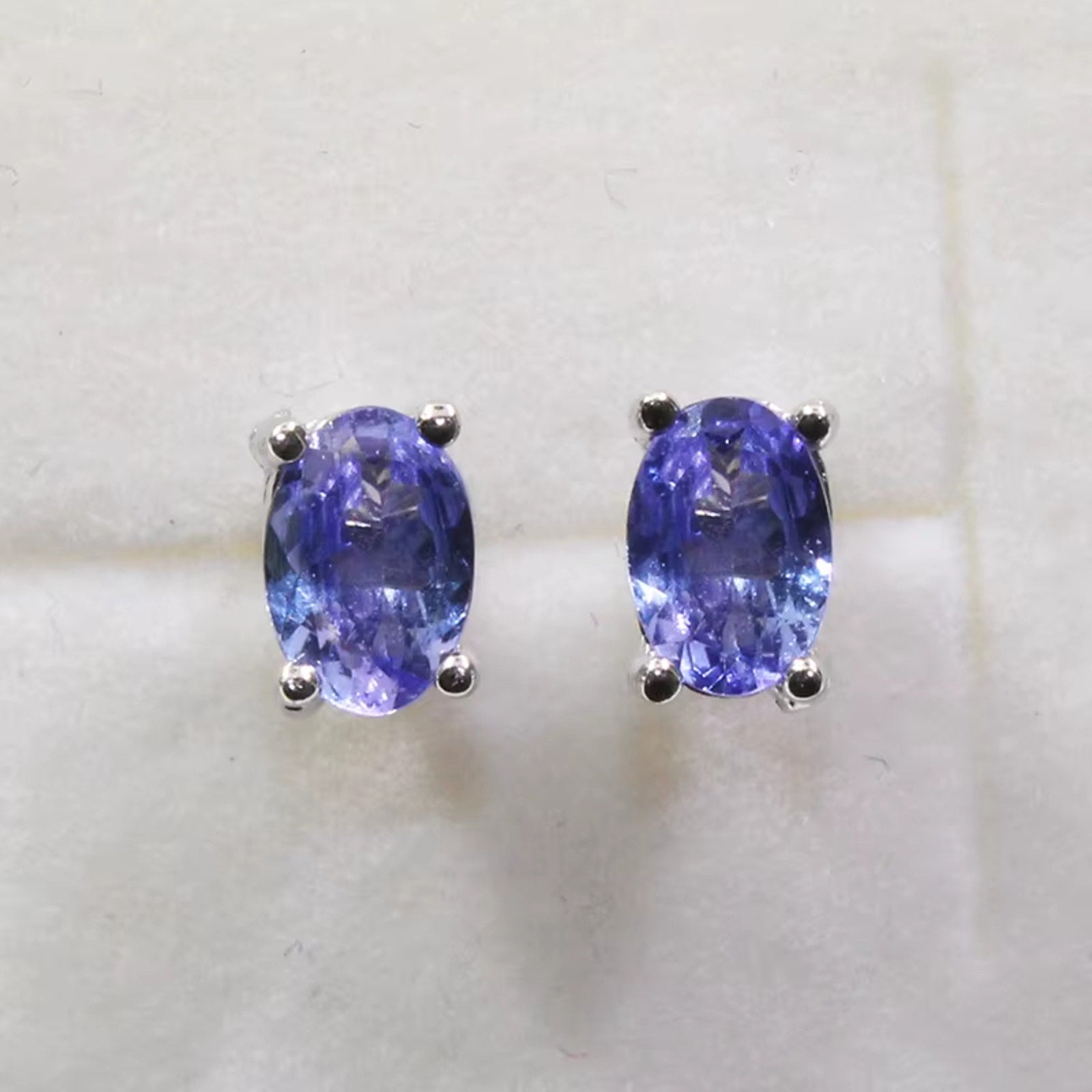 Purple Tanzanite Earrings 925 Sterling Silver, Natural Tanzanite Stud Earrings