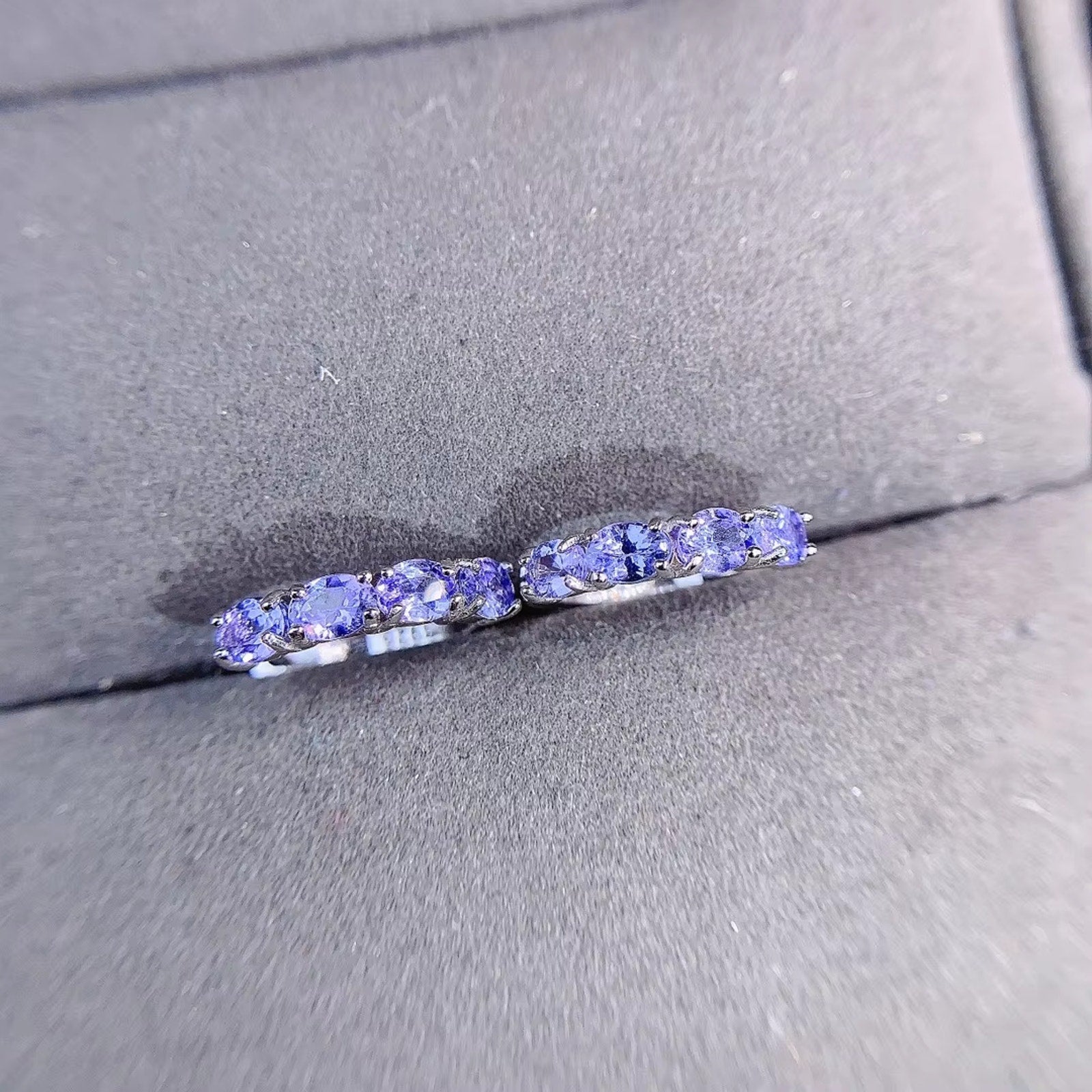 Purple Tanzanite Hoop Earrings, Natural Tanzanite Earrings Sterling Silver