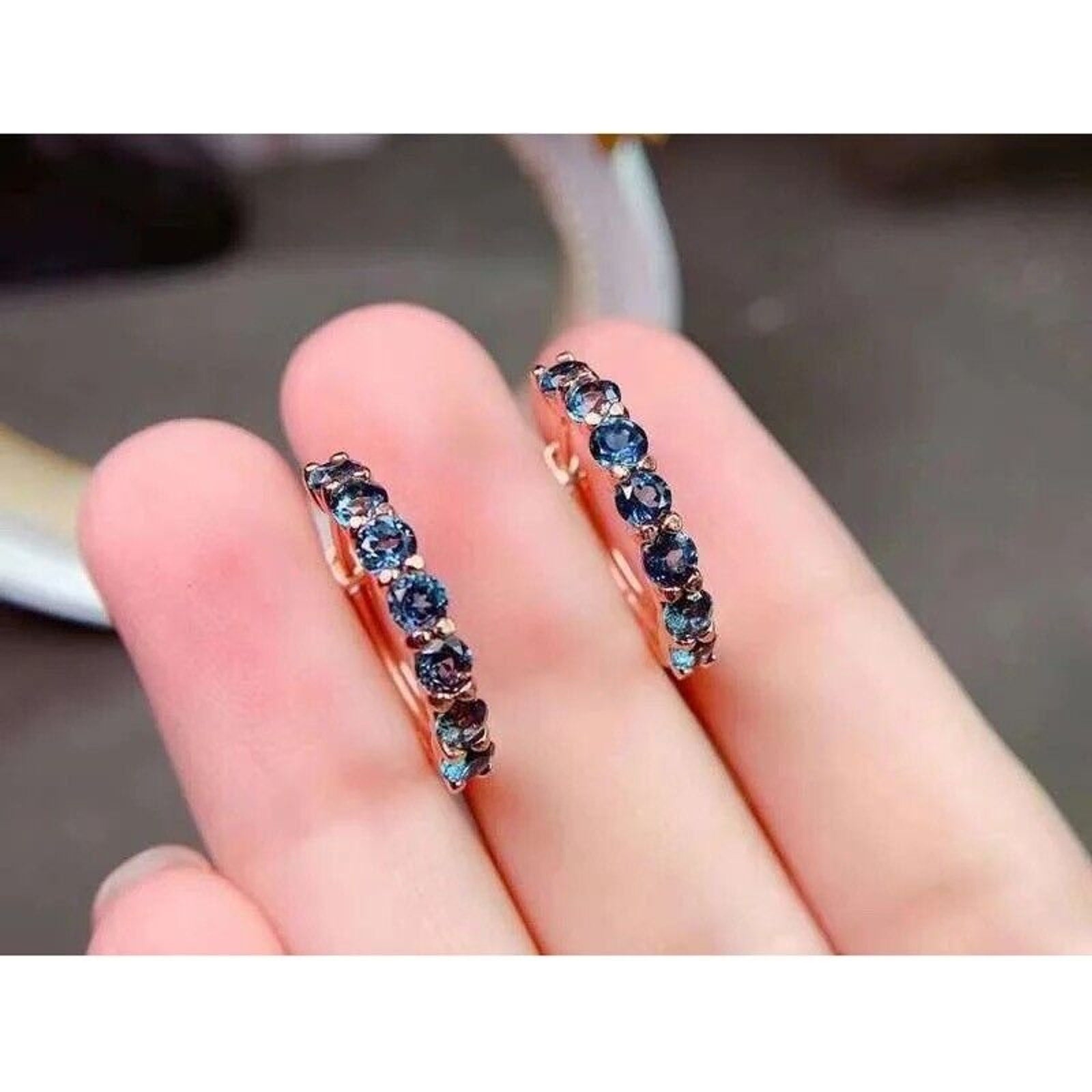 London Blue Topaz Gemstone Hoop Earrings, Natural London Blue Topaz Hoops, London Blue Topaz Hoop Earrings, Gemstone Hoop Earrings, Blue Gemstone Hoop Earrings,  London Blue Topaz Earrings, Women's London Blue Topaz Earrings, London Blue Topaz Jewelry, Natural London Blue Topaz Gemstone Jewelry, Women's London Blue Topaz Earrings, London Blue Topaz, London Blue Topaz Earrings, London Blue Topaz Earrings, Women's London Blue Topaz Jewelry, Sterling Silver London Blue Topaz Jewelry, December Birthstone