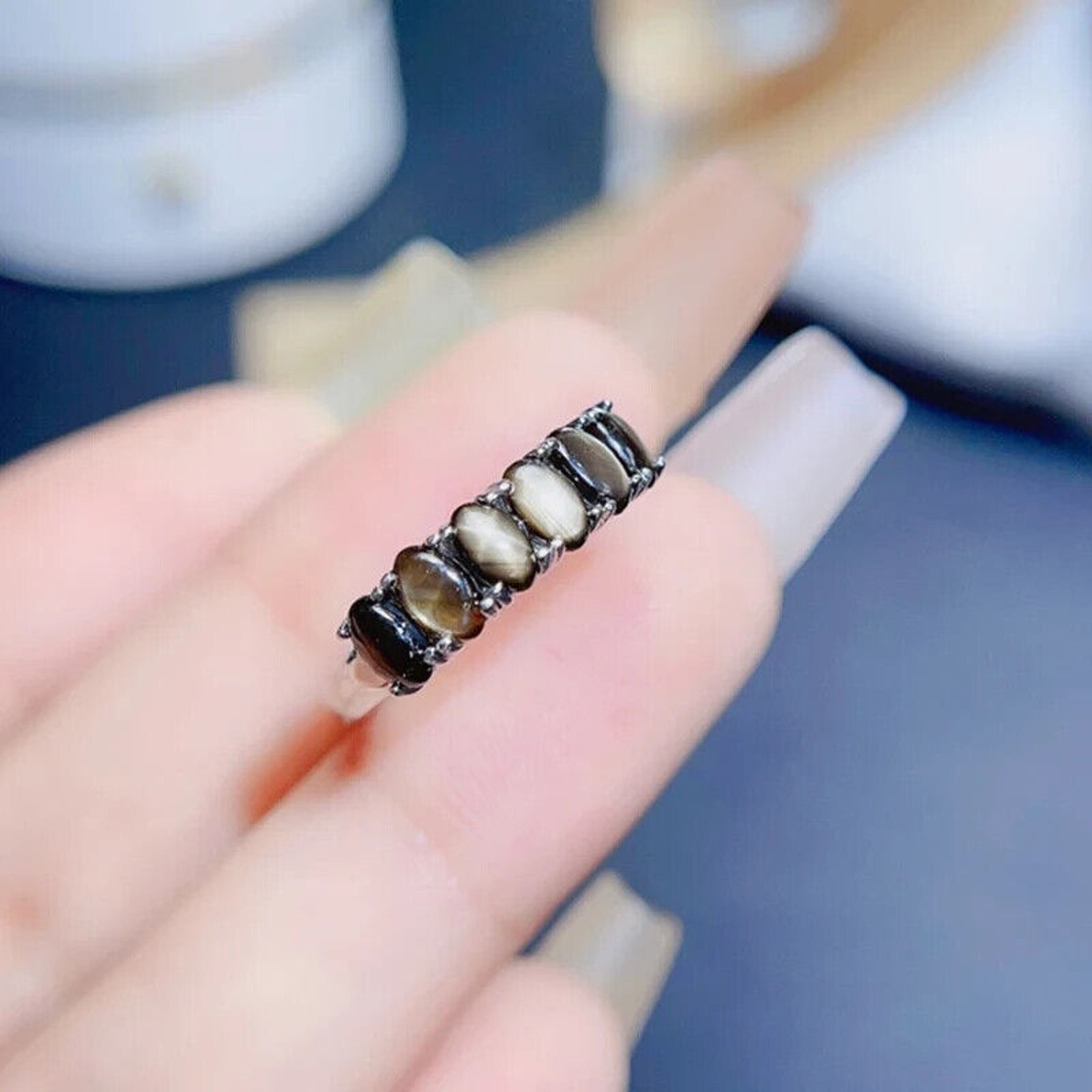 Star Sapphire, Natural Star Sapphire Ring, Star Light Sapphire Band Ring