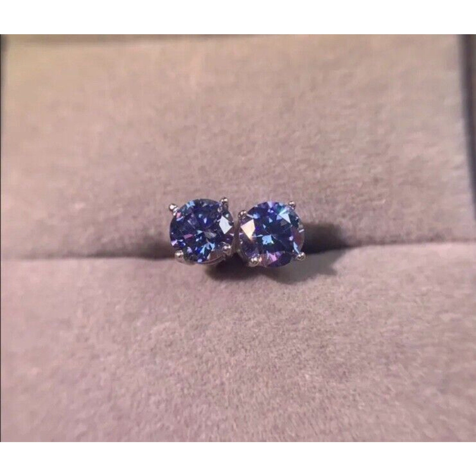 VVS1 1 CT Royal Blue Moissanite Stud Earrings