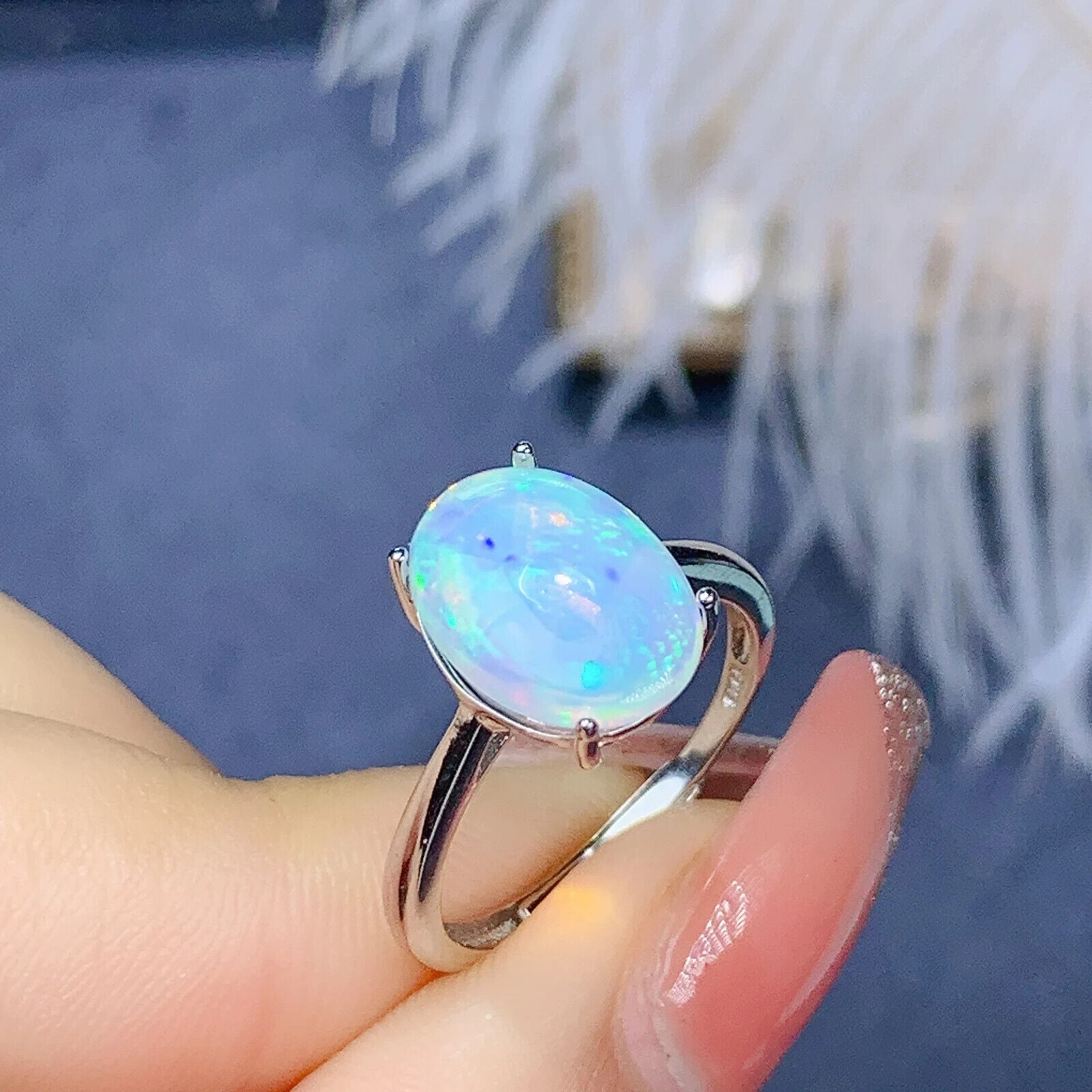 Natural Fire Opal Gemstone Ring, Women'sSterling Silver Opal Rings