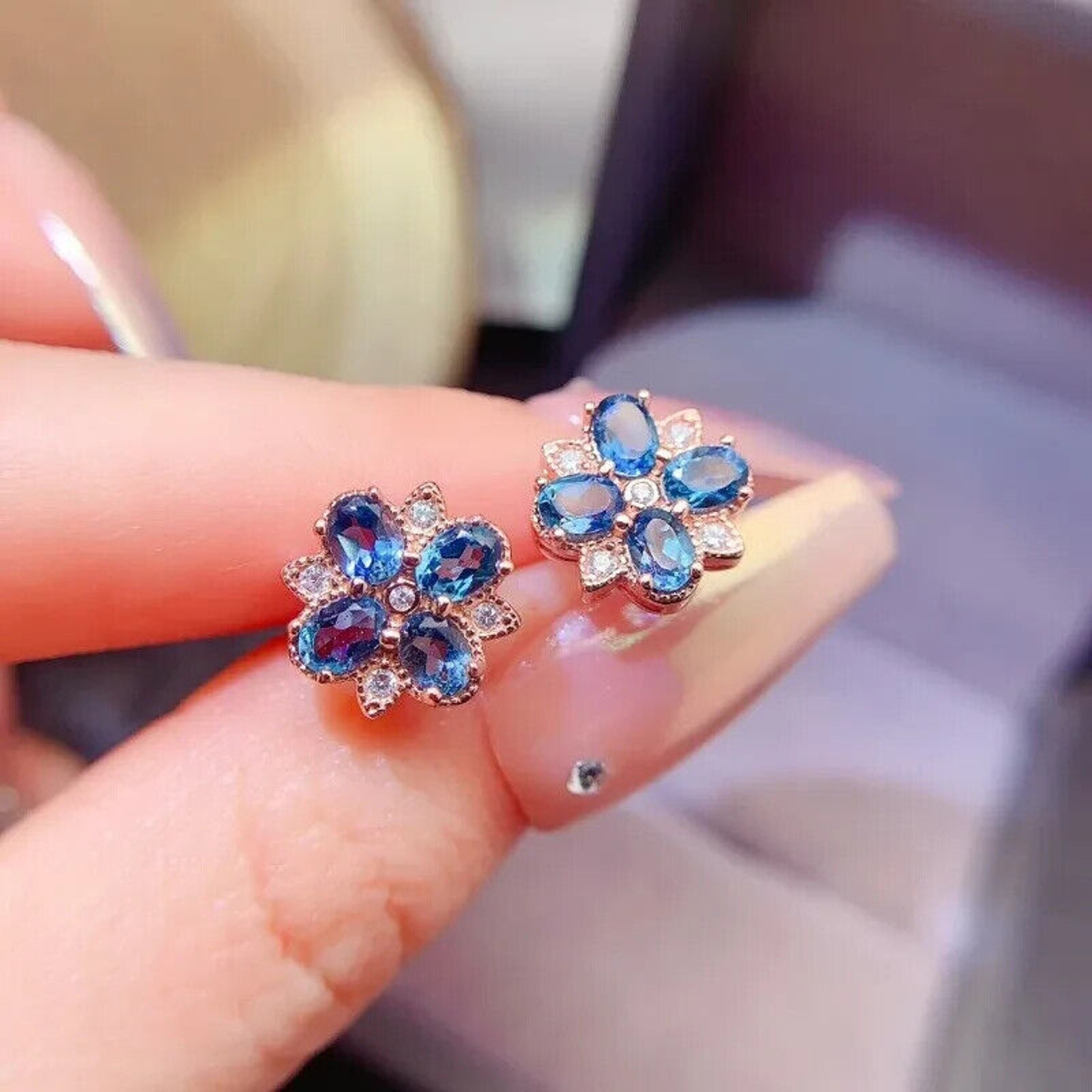 London Blue Topaz Flower Cluster Stud Earrings, Sterling Silver London Blue Topaz Earrings, London Blue Topaz Stud Earrings, December Birthstone London Blue Topaz, London Blue Topaz Earrings, London Blue Topaz Stud Earrings, Women's London Blue Topaz Earrings, London Blue Topaz Jewelry, Natural London Blue Topaz Gemstone Jewelry Set, Women's London Blue Topaz Earrings, London Blue Topaz Ring, London Blue Topaz Stud Earrings, London Blue Topaz Earrings, Women's London Blue Topaz Jewelry