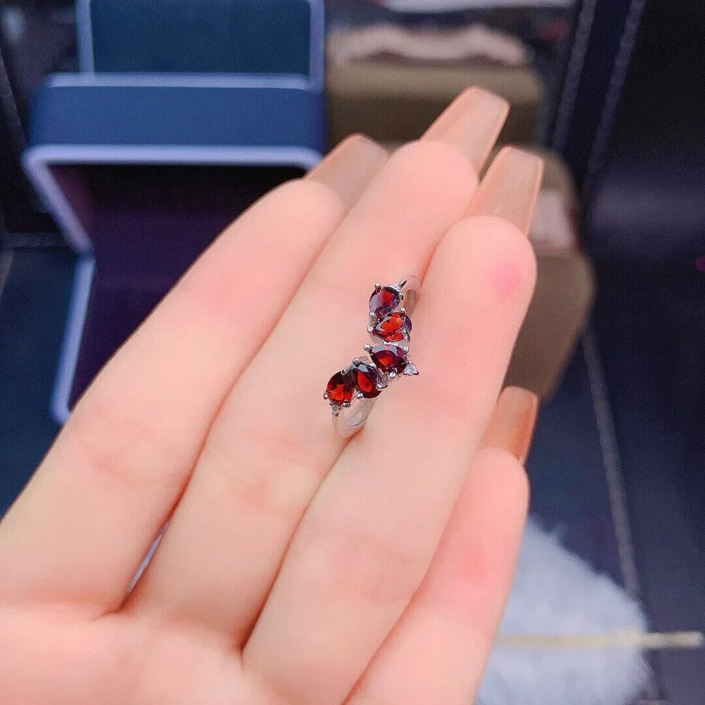 Dark Red Garnet Wedding Band Ring 3x4mm