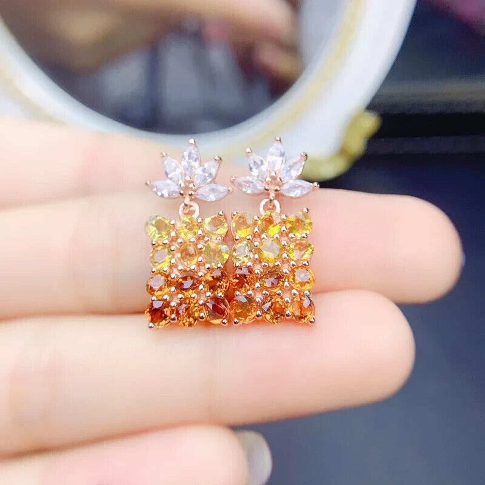 Citrine Earrings, Natural Citrine Gradient Statement Earrings