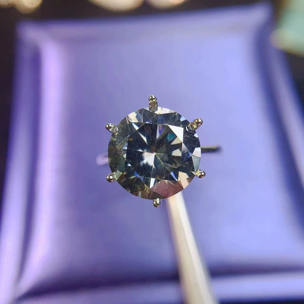 Moissanite Ring, Moissanite, VVS1 Miossanite, Gray Moissanite, White Moissanite, Solitaire Moissanite Ring, Round Brilliant Cut Moissanite Ring, Moissanite Ring, Round Brilliant Cut, 5 Carat Moissanite Ring, Moissanite Jewelry