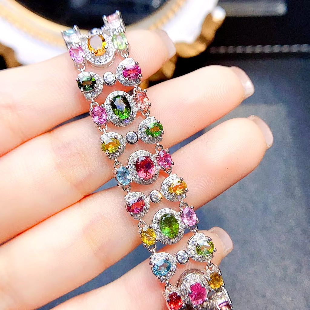 Natural Brazilian Tourmaline Multilayer Tennis Bracelet, Tourmaline Bracelet