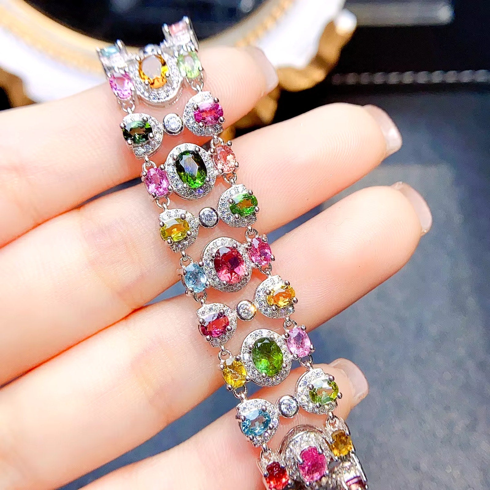 Natural Brazilian Tourmaline Multilayer Tennis Bracelet, Tourmaline Bracelet