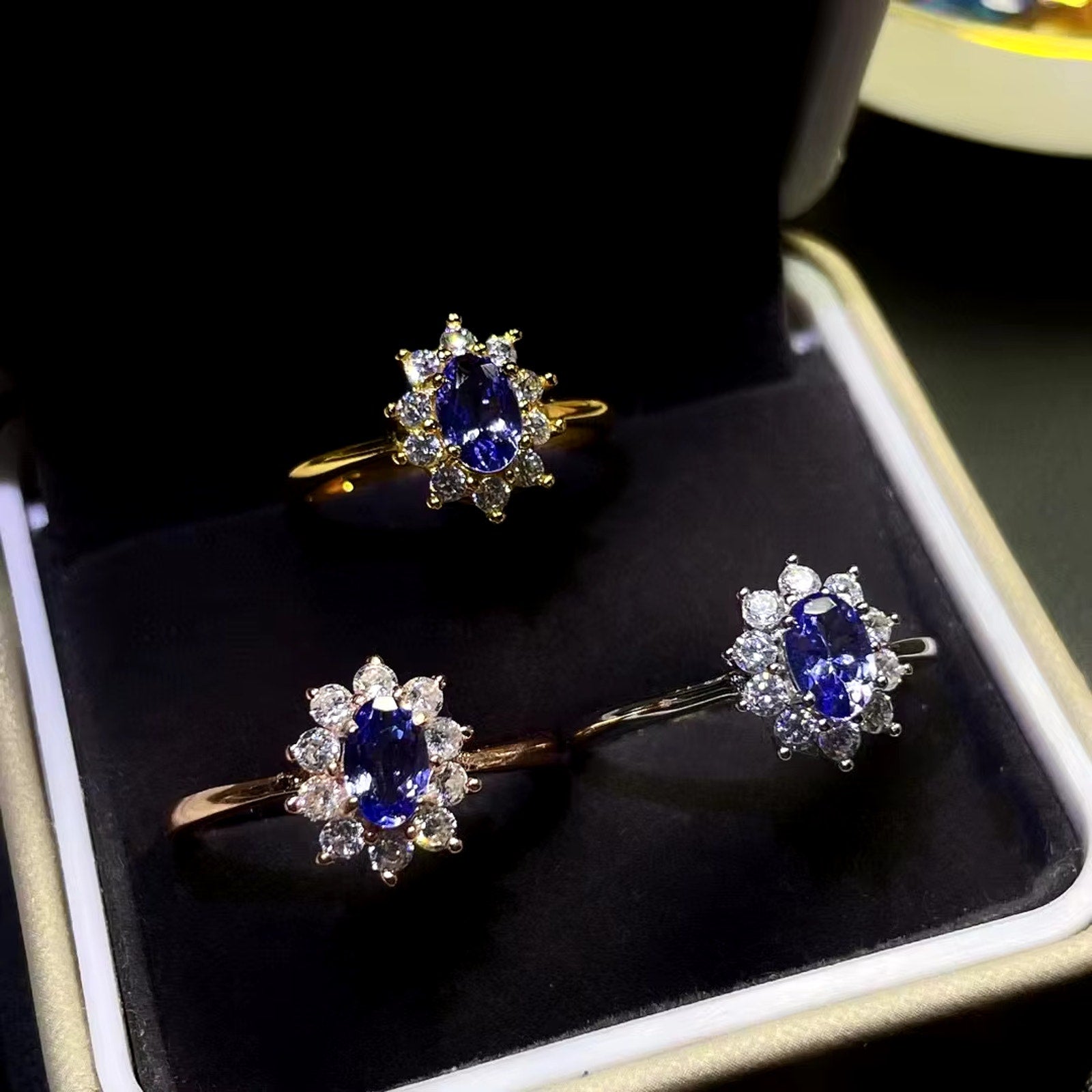 Purple Tanzanite Ring, Natural Tanzanite Rings For Women Sterling Silver 5x7mm