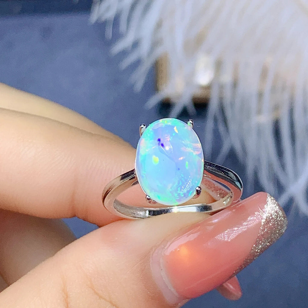 Natural Fire Opal Gemstone Ring, Women'sSterling Silver Opal Rings