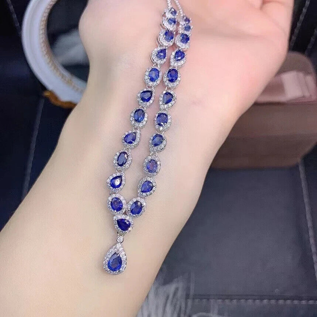 Natural Sri Lanka Sapphire Collar Necklace – Dainty Statement Sapphire Necklace