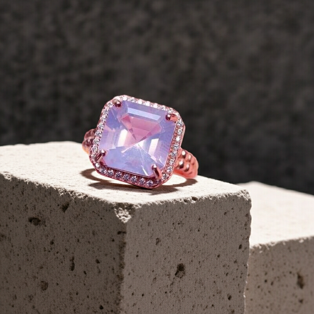 4CT Lavender Amethyst Cushion Cut Ring 925 Sterling Silver