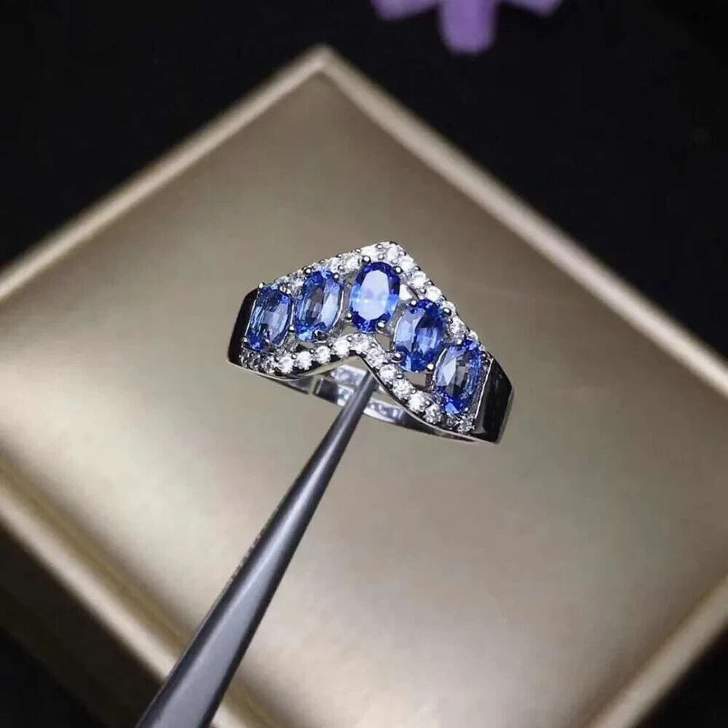 Purple Tanzanite Wedding Band Ring 3x5mm