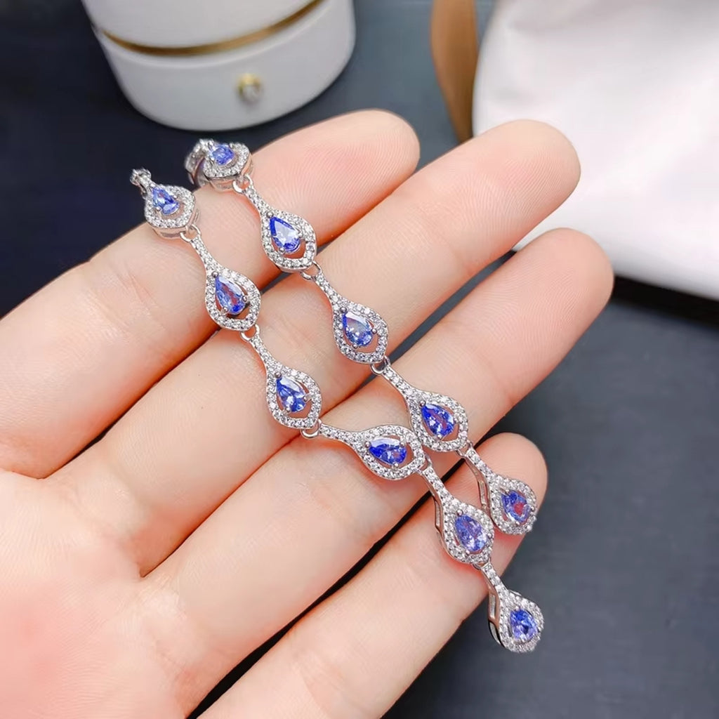 Purple Tanzanite Necklace, Tanzanite Clavicle Chain Necklace Sterling Silver