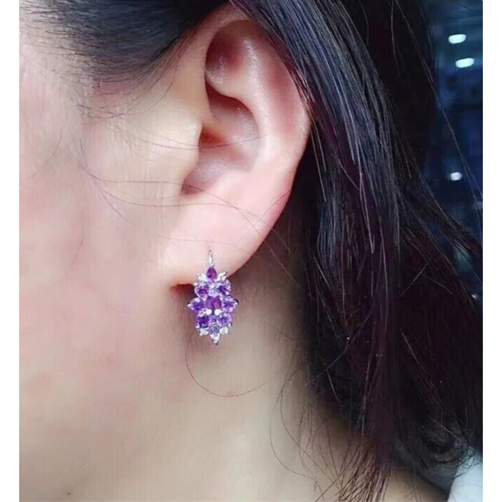 Amethyst Sterling Sterling Silver Earrings, Amethyst Earrings, Purple Amethyst