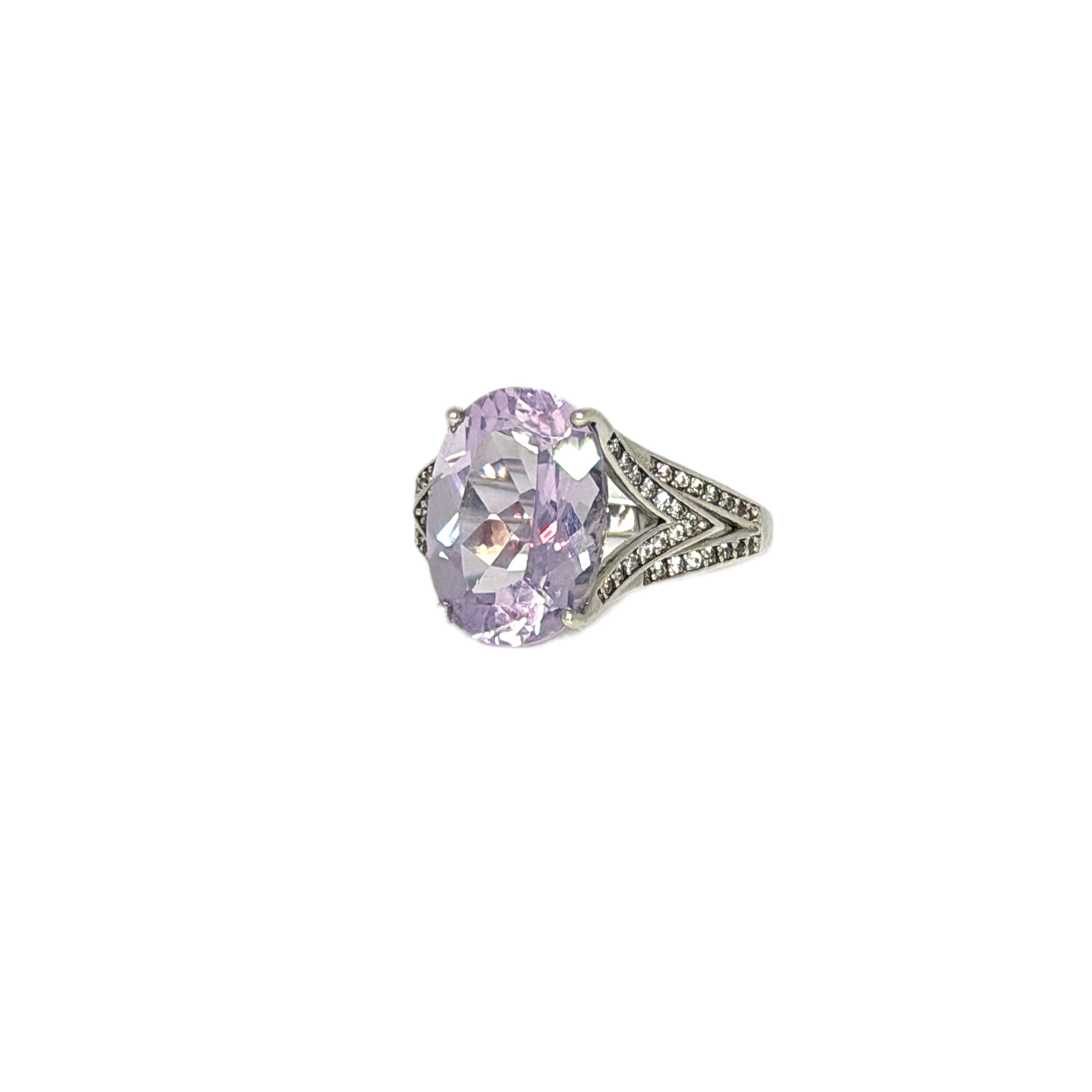 Lavender Amethyst Oval Cut Statement Ring 10x14mm