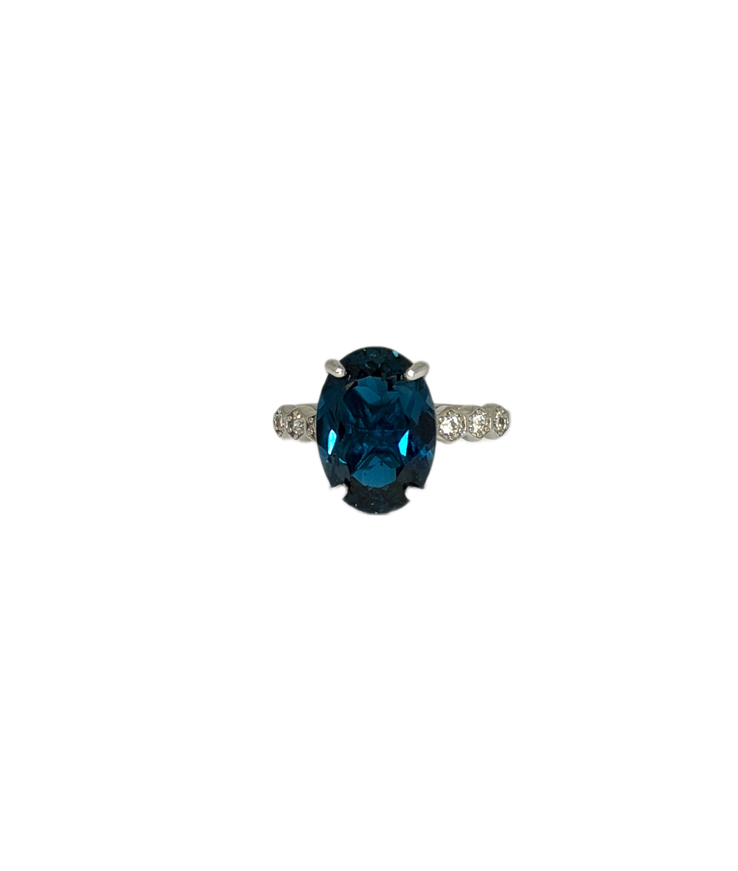 6CT Natural London Blue Topaz Ring 925 Sterling Silver, London Blue Topaz Ring